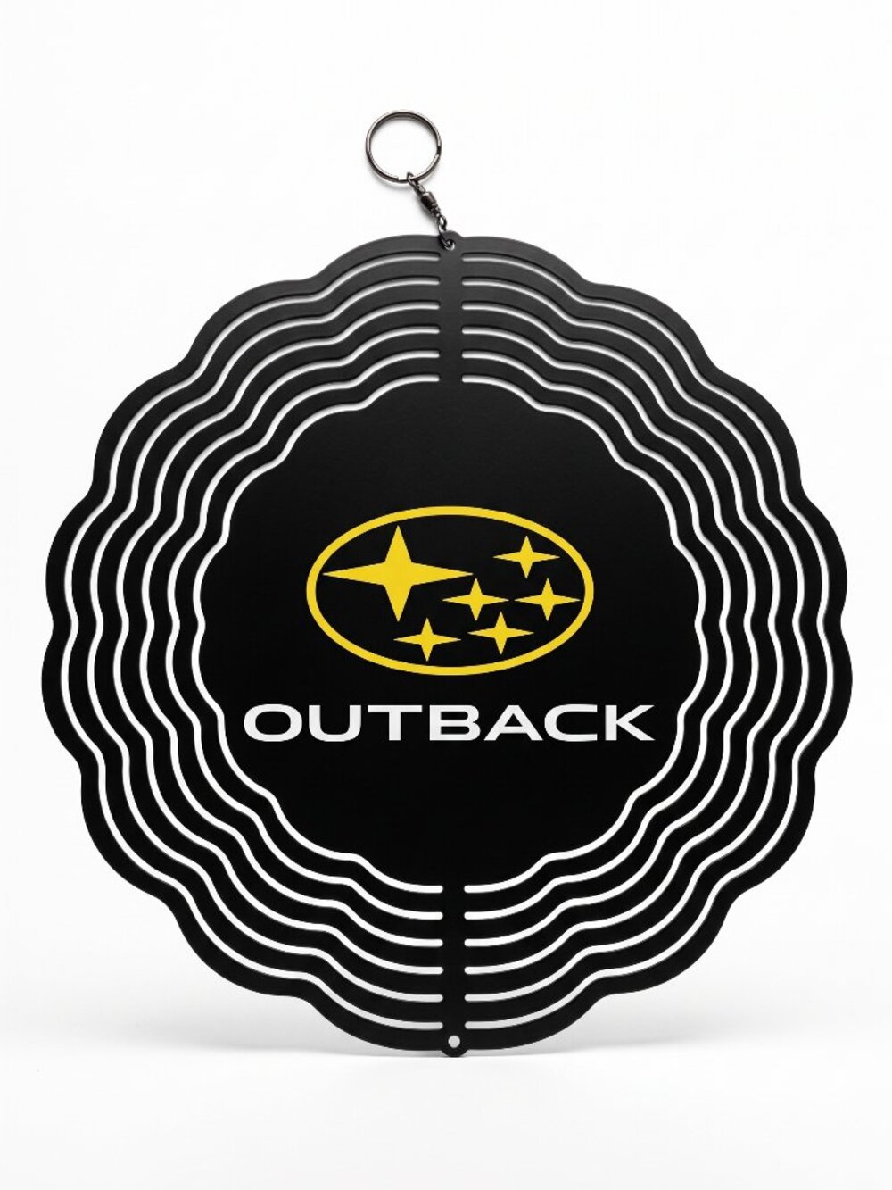 10" Subaru Outback Kinetic Wind Spinner - Black Metal Hanging Yard Decor